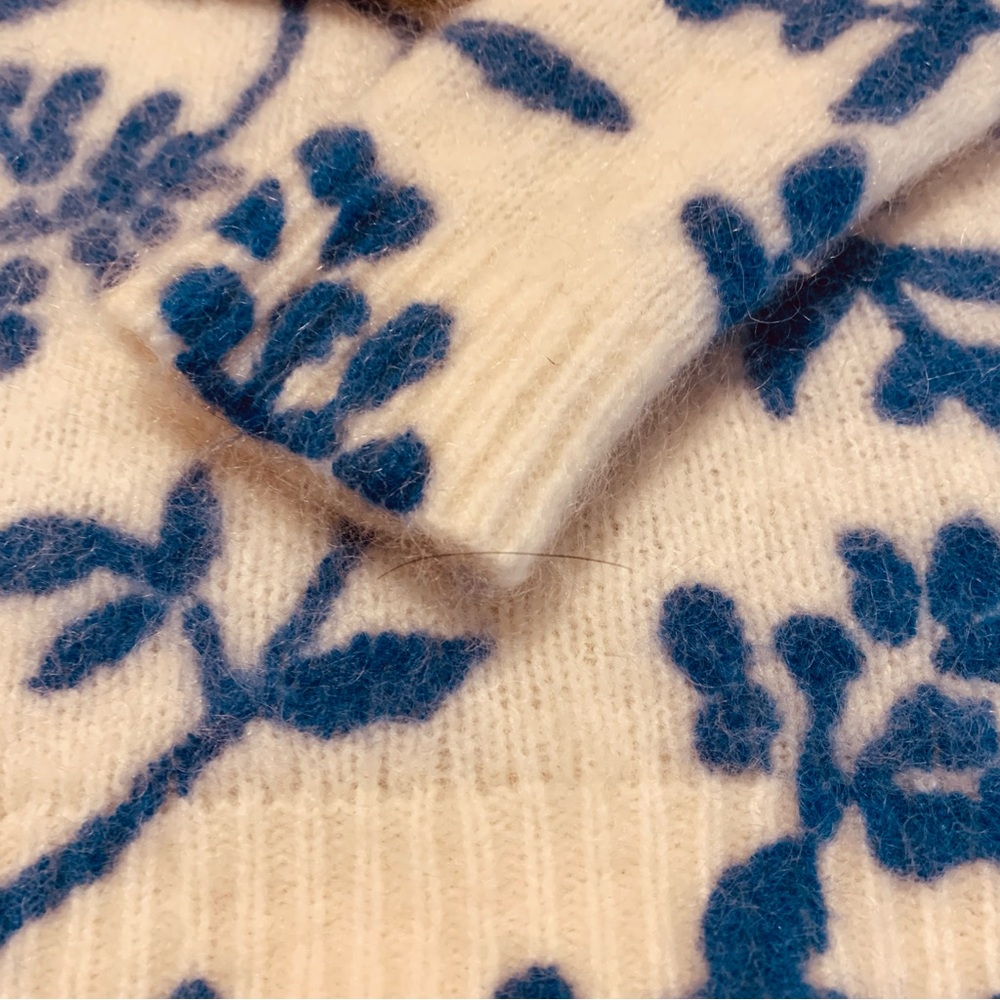 Sezane Pelagie Cream & Ecru Blue Floral Sweater made of Kid Mohair Feminine XS - Picture 10 of 13